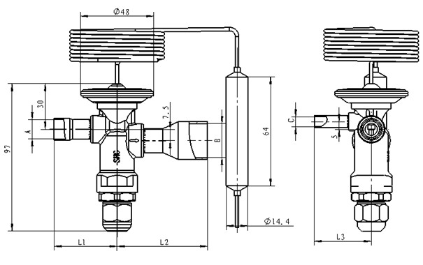 Thermal Expansion Valve RFGB Series . Dimensions