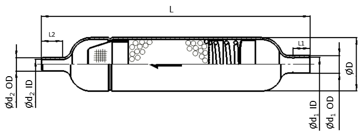 Copper Filter Drier series BGQ . Dimensions