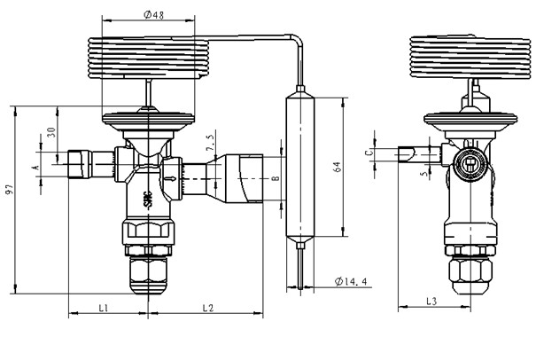 Thermal Expansion Valve RFGB Series . Dimensions Thermal Expansion Valve RFGB Series . Dimensions