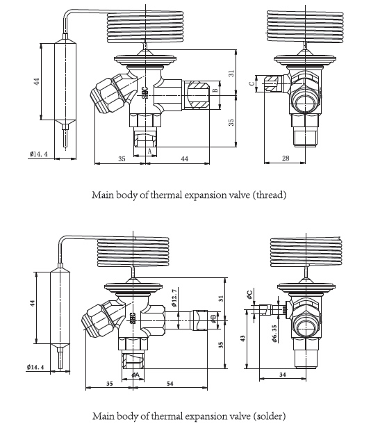 Thermal Expansion Valve RFKA Series . Dimensions